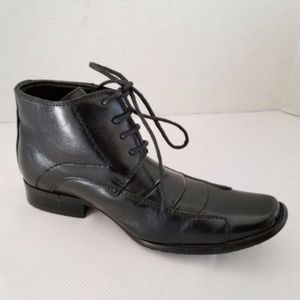 Luna Boys Sz 1 Black Laceup Dress Shoe Half Boot
